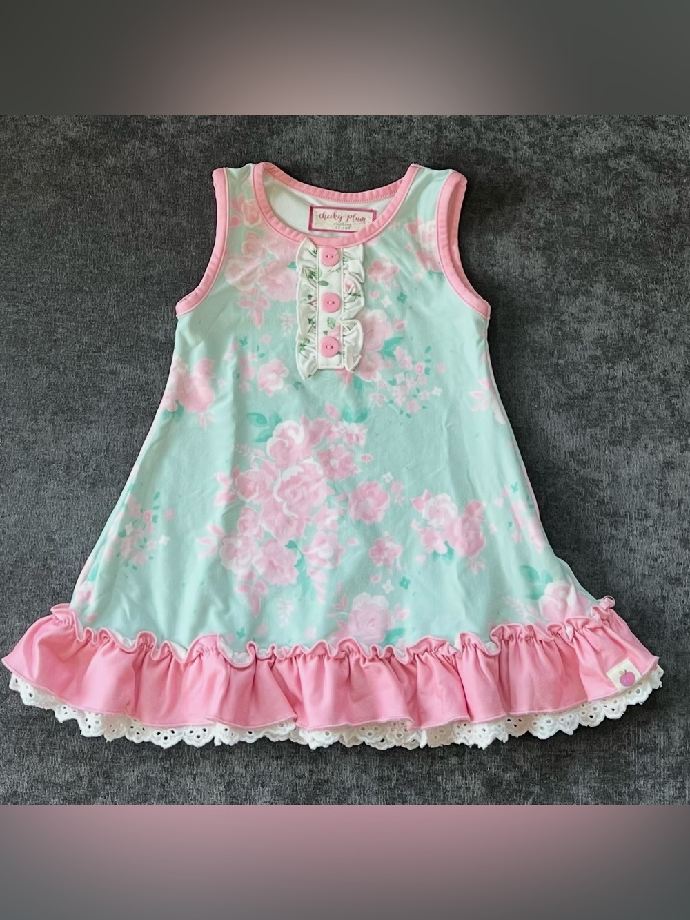 cheeky plum Mint & Pink Floral Ruffle Tank Nightgown